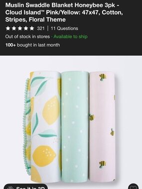 6 Cloud Island Baby Muslin Swaddles - Mint & Pink Only